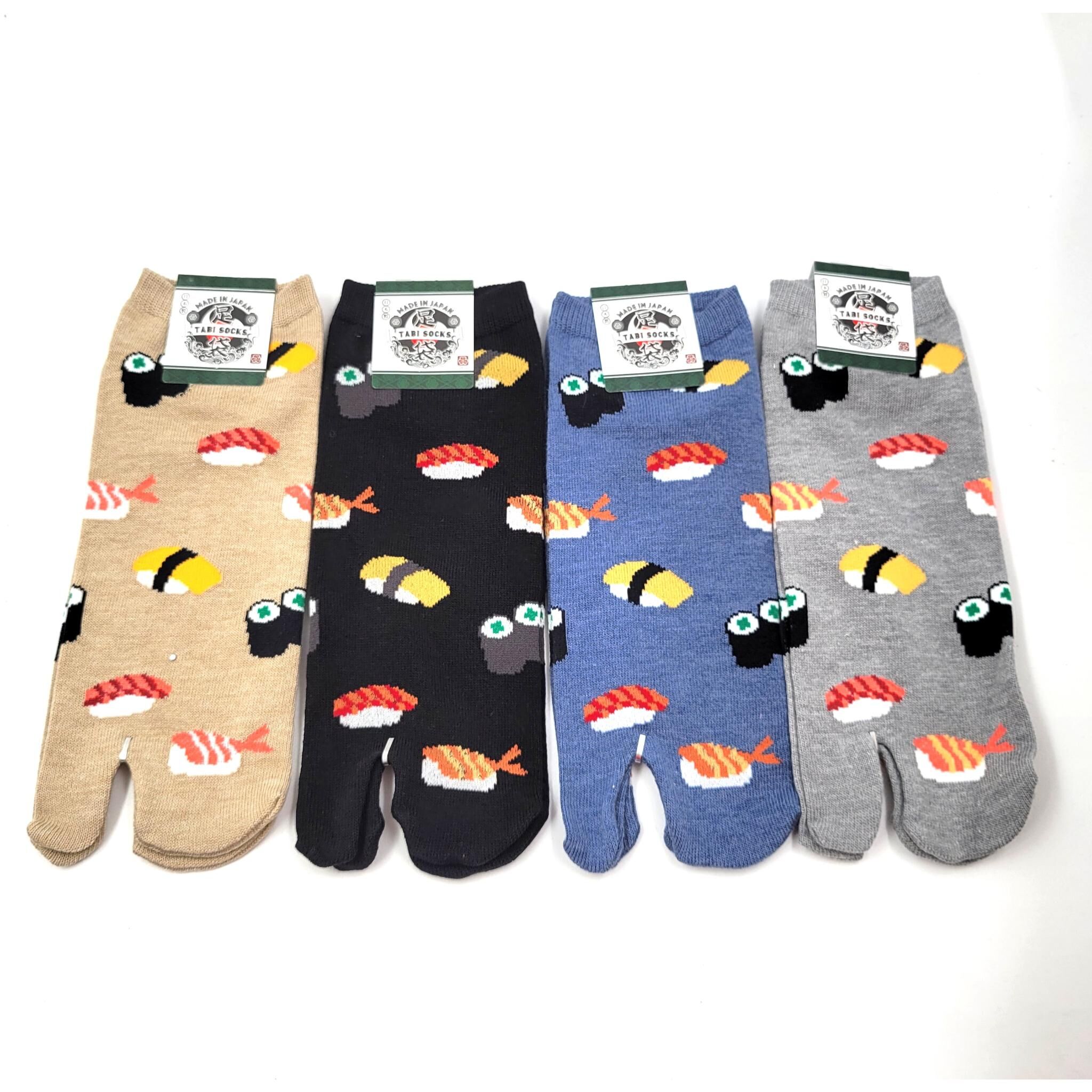 Japanese Tabi Socks in Cotton with Sushi Pattern, Size 40-45