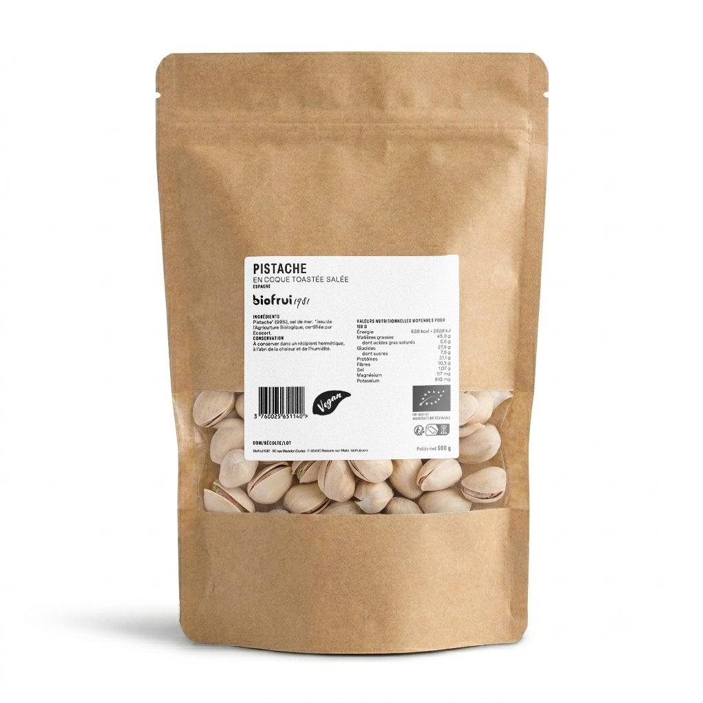 Organic toasted salted Spanish pistachios in their shells | 500g