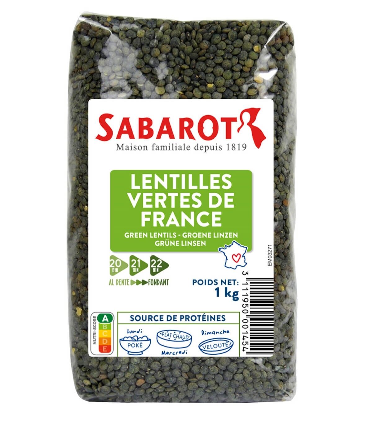 Green lentils - 1kg bag - Sabarot