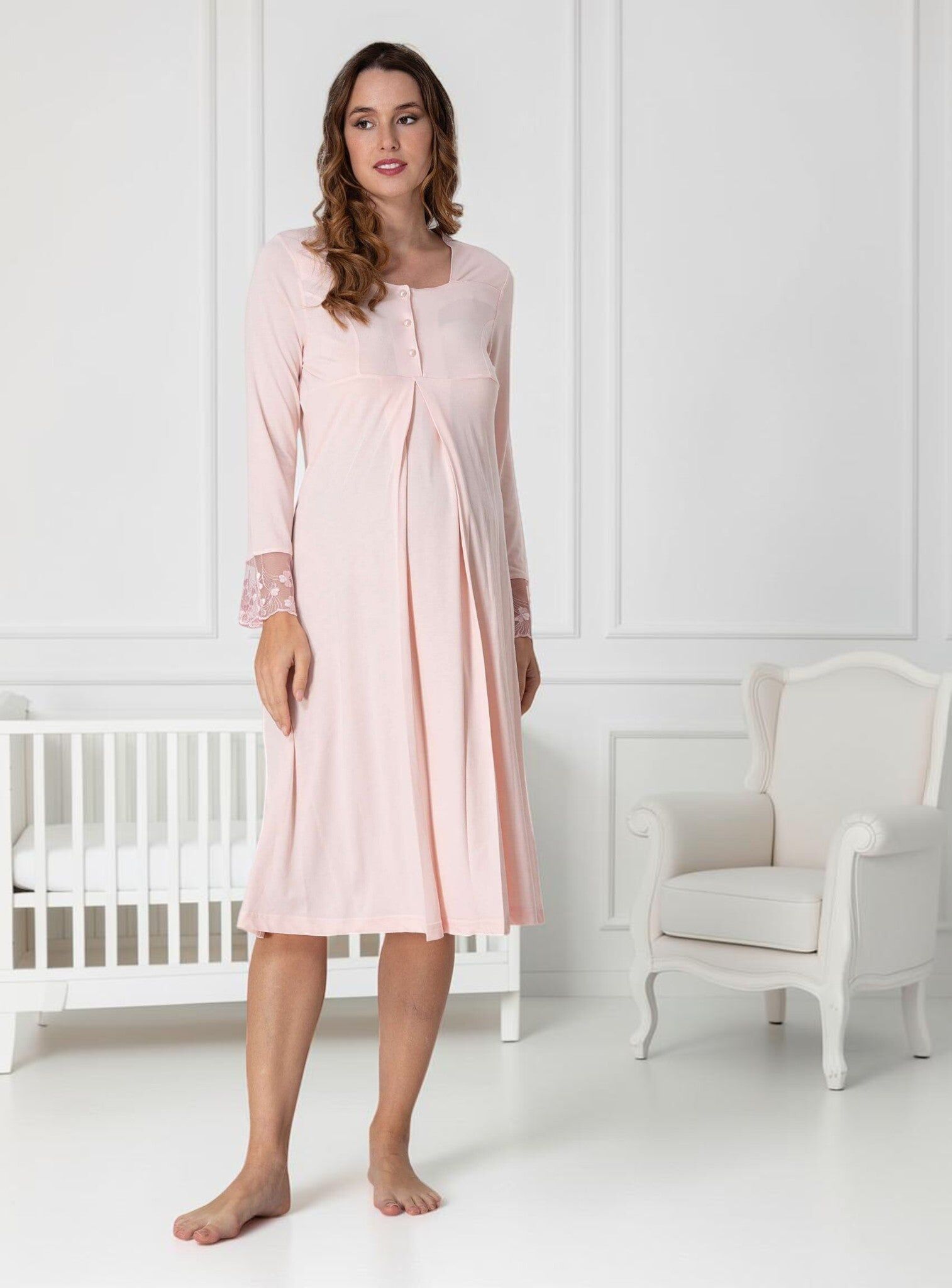 Salmon Maternity Nightie – Empire Pleat