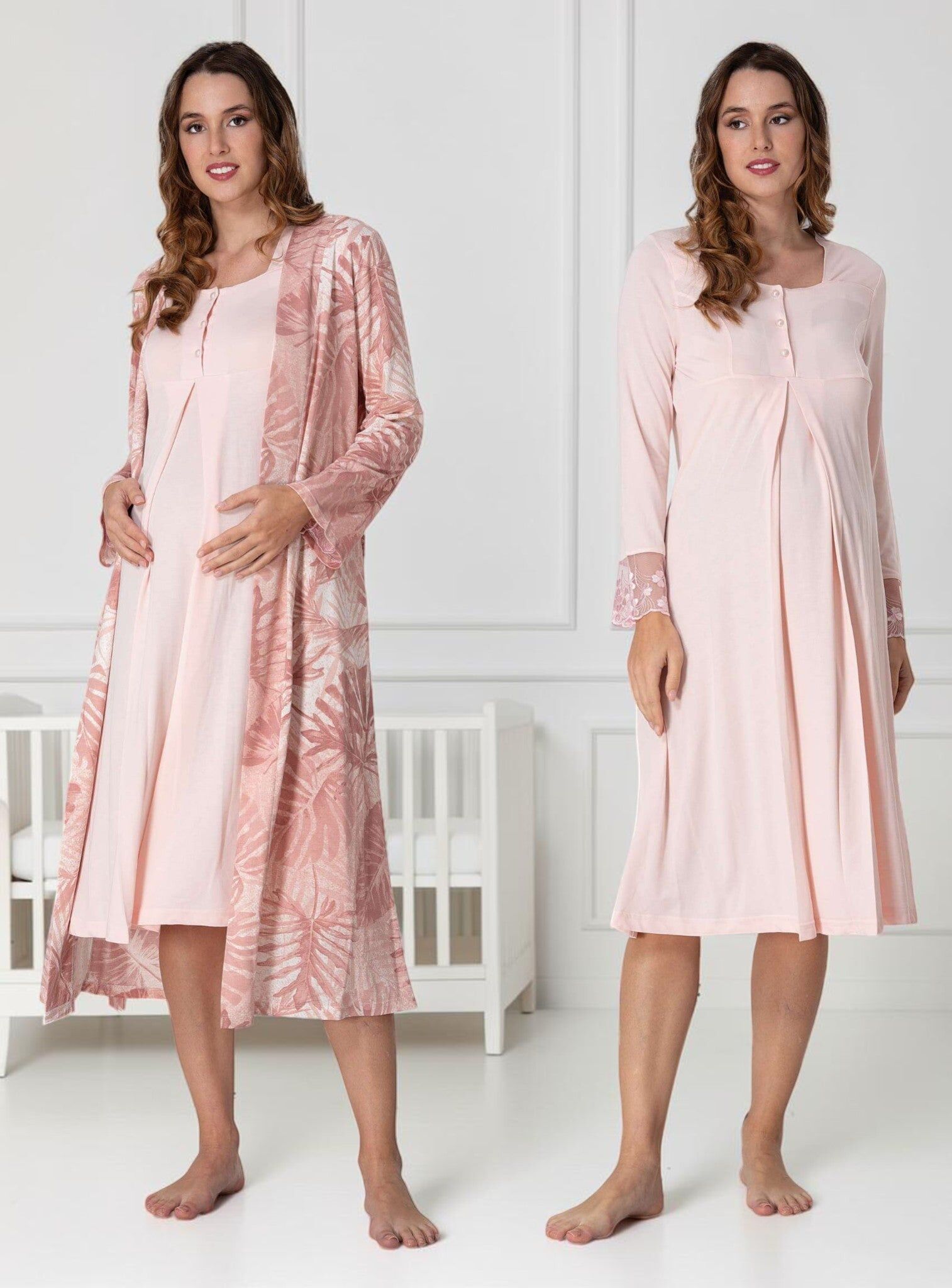 Pink Nightie & Robe Set – Leaf Empire Pleat