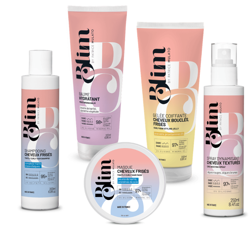 BLIM - Shampoing, Masque, Gelée, Spray et Baume cheveux frisés - Mulato