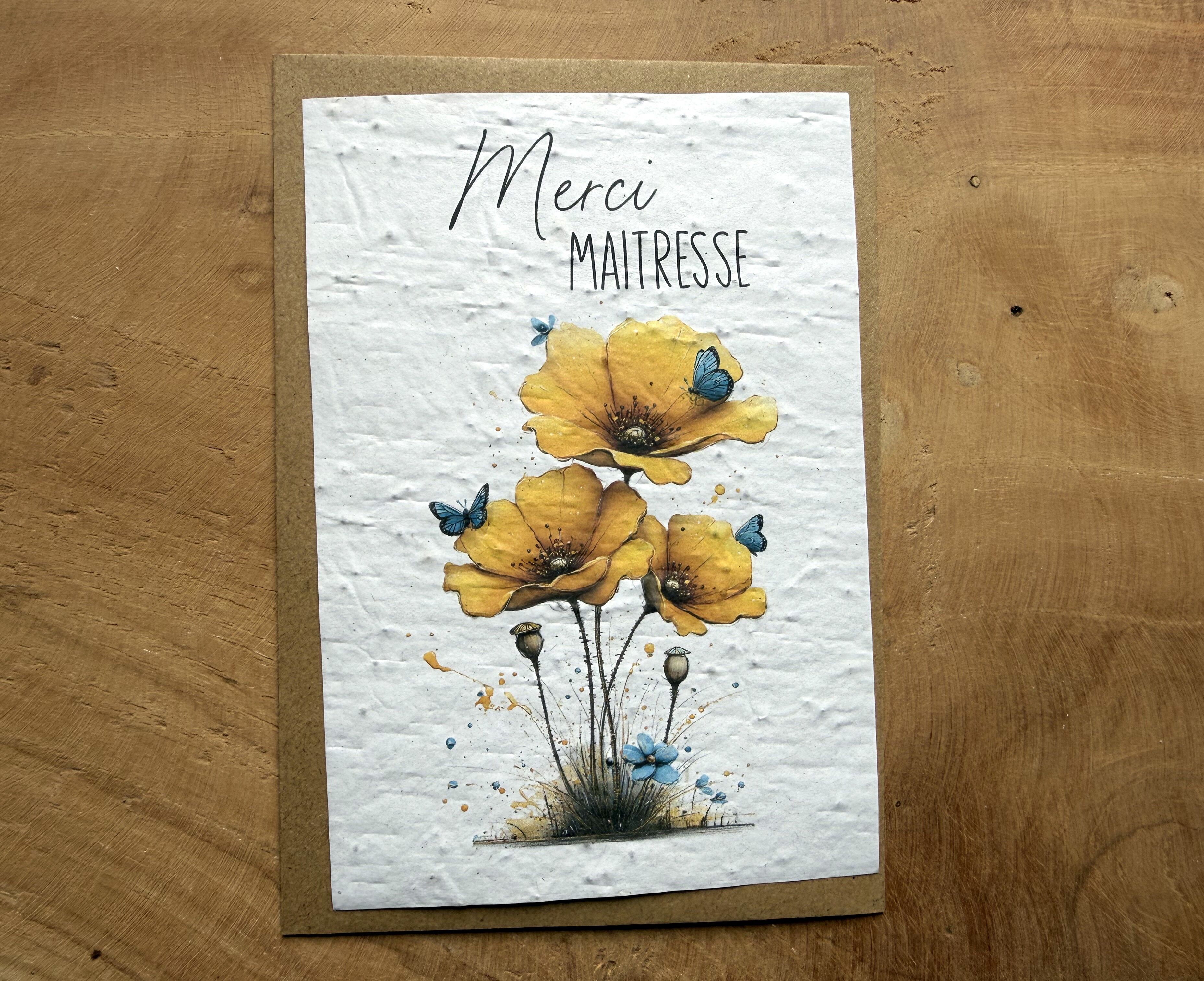 Plantable card Thank you Teacher Yellow Flowers