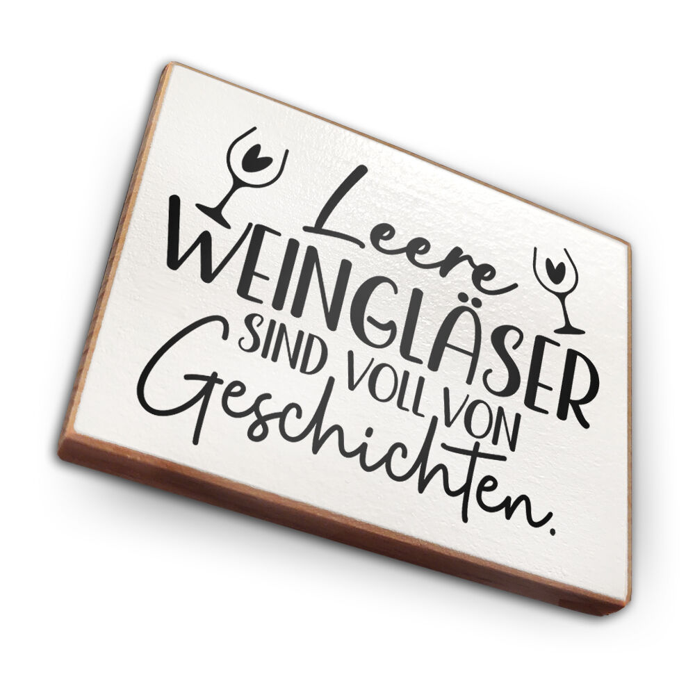 Beechwood refrigerator magnet - Empty wine glasses