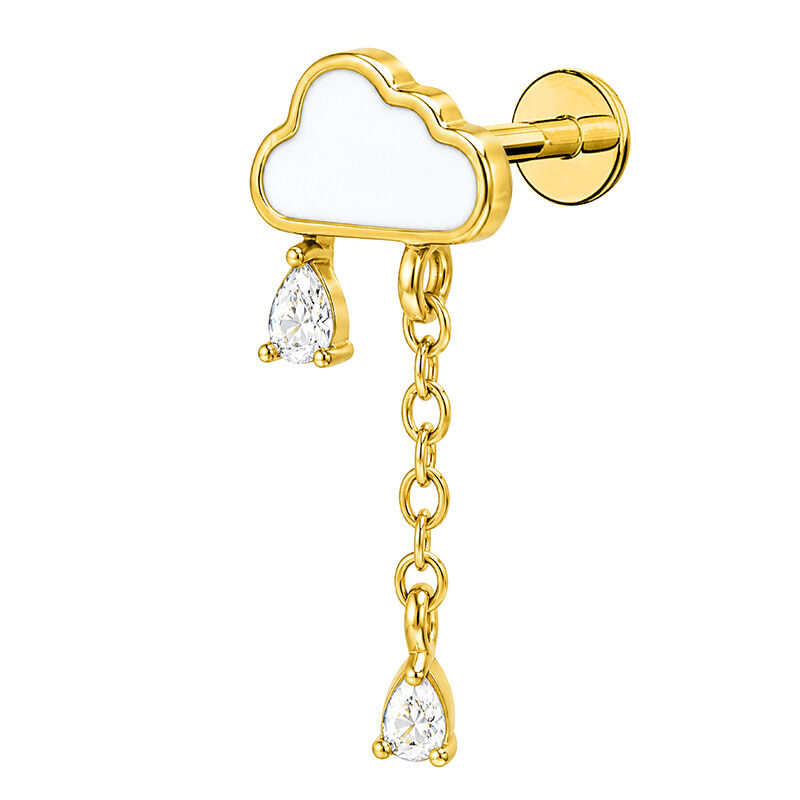 PENDANT EAR PIERCING WITH CLOUD AND DROPS