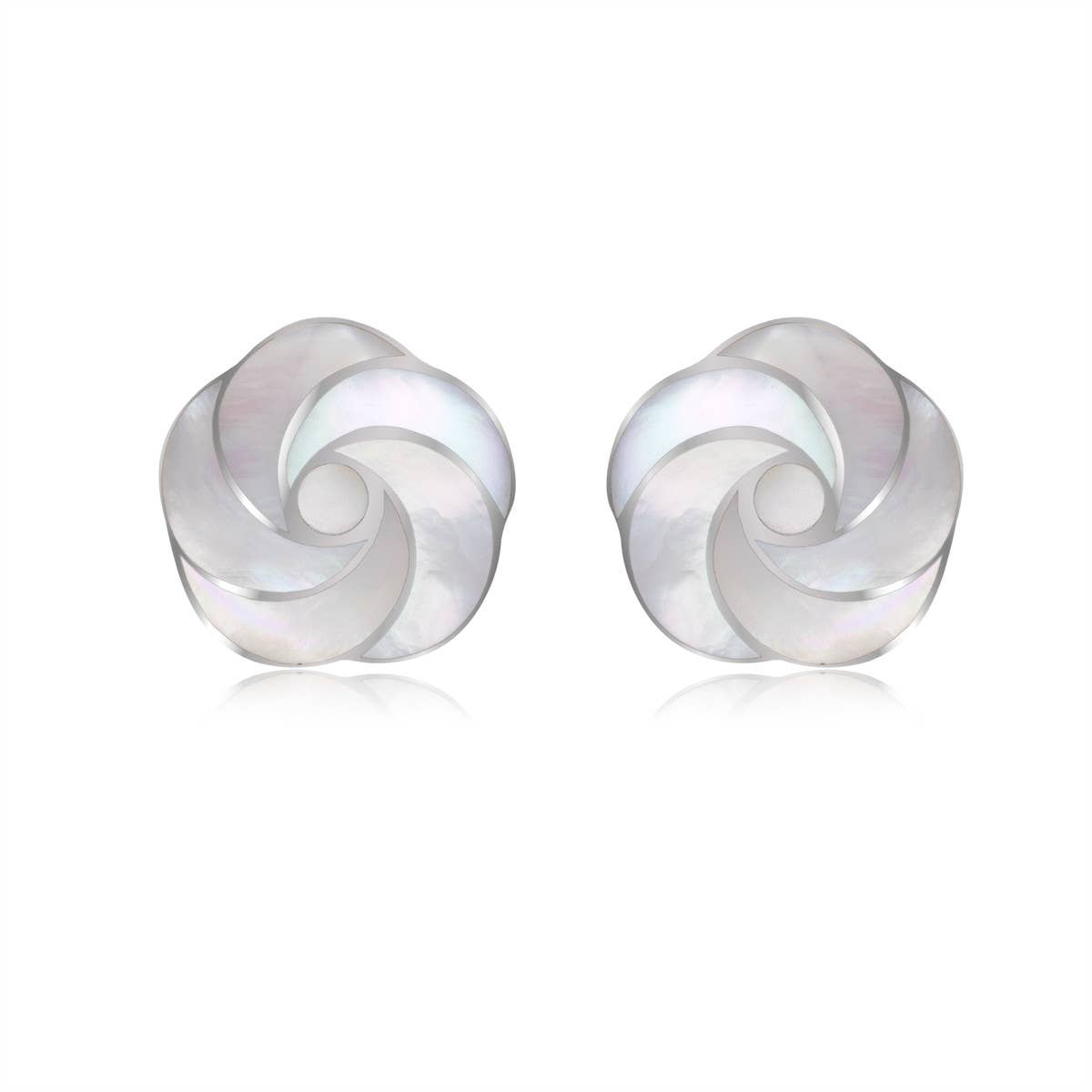 Boucles d'oreille fleur Nacre blanche argent 925 - 45005