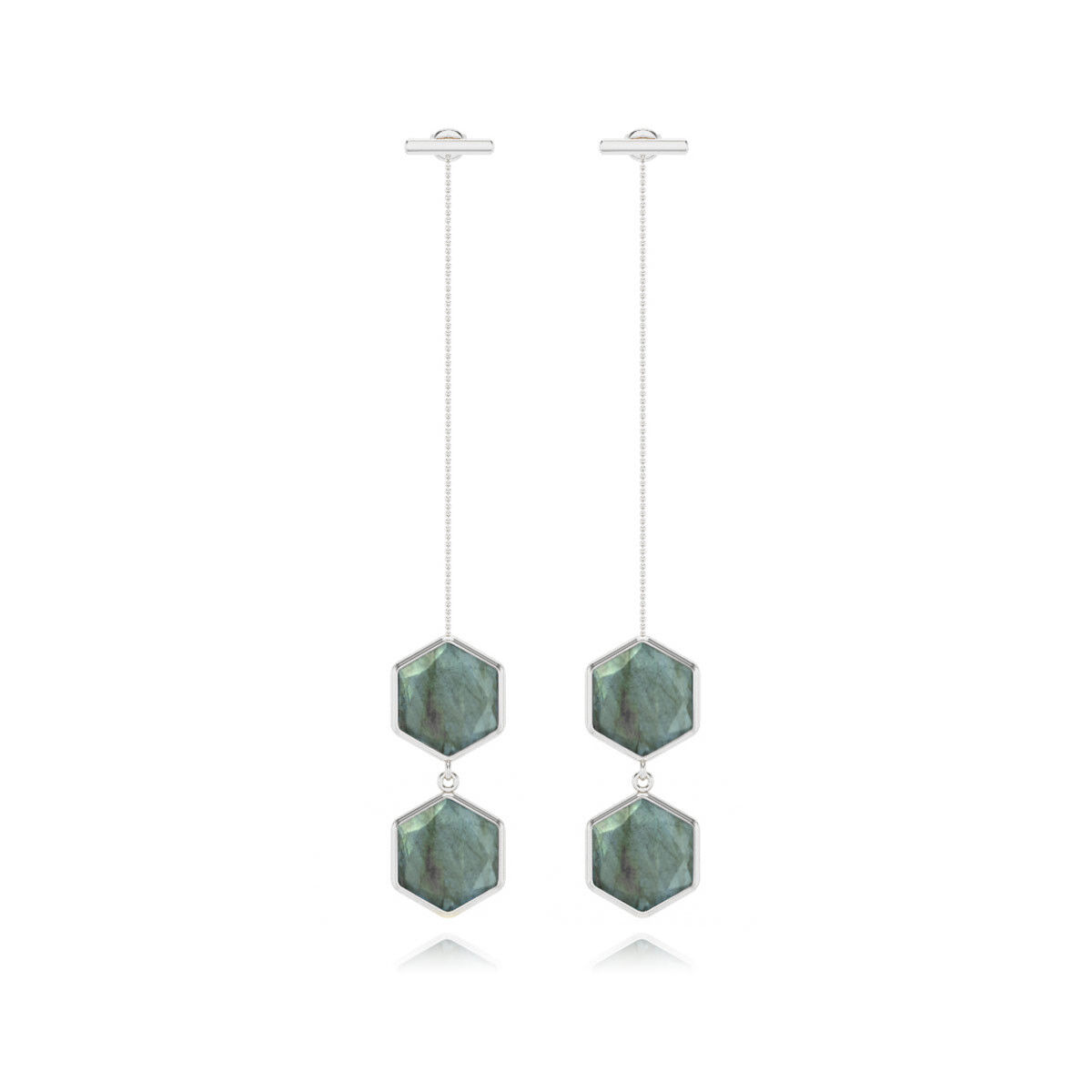 Boucles d'oreille Labradorite facettée sur argent 925-000