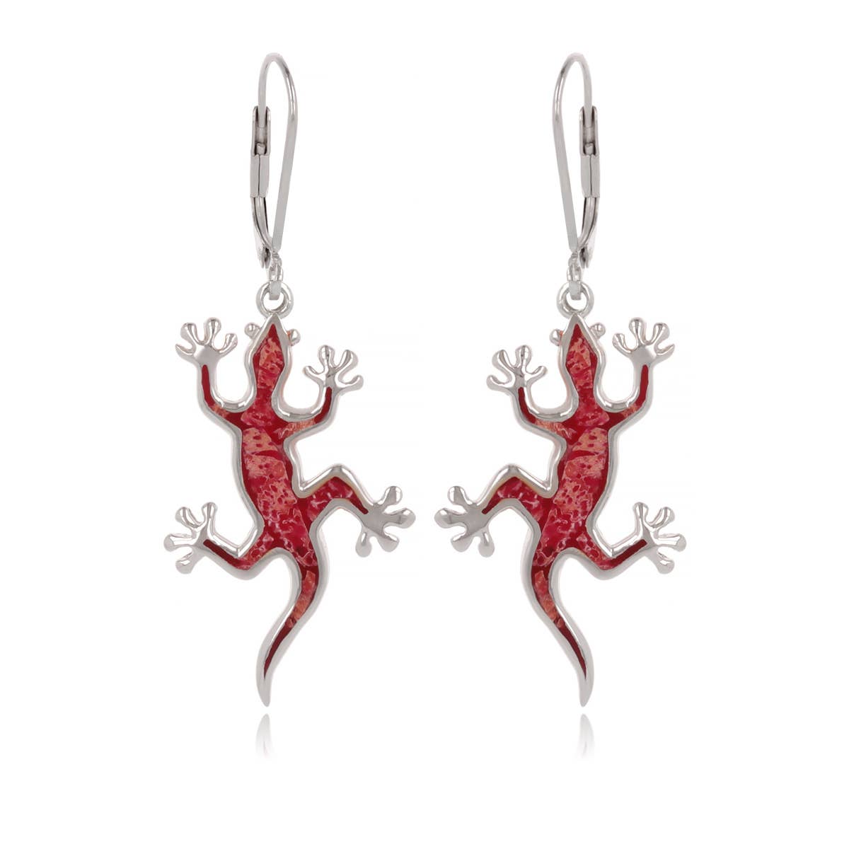 Boucles d'oreille Lézard Corail Argent 925 - K50350