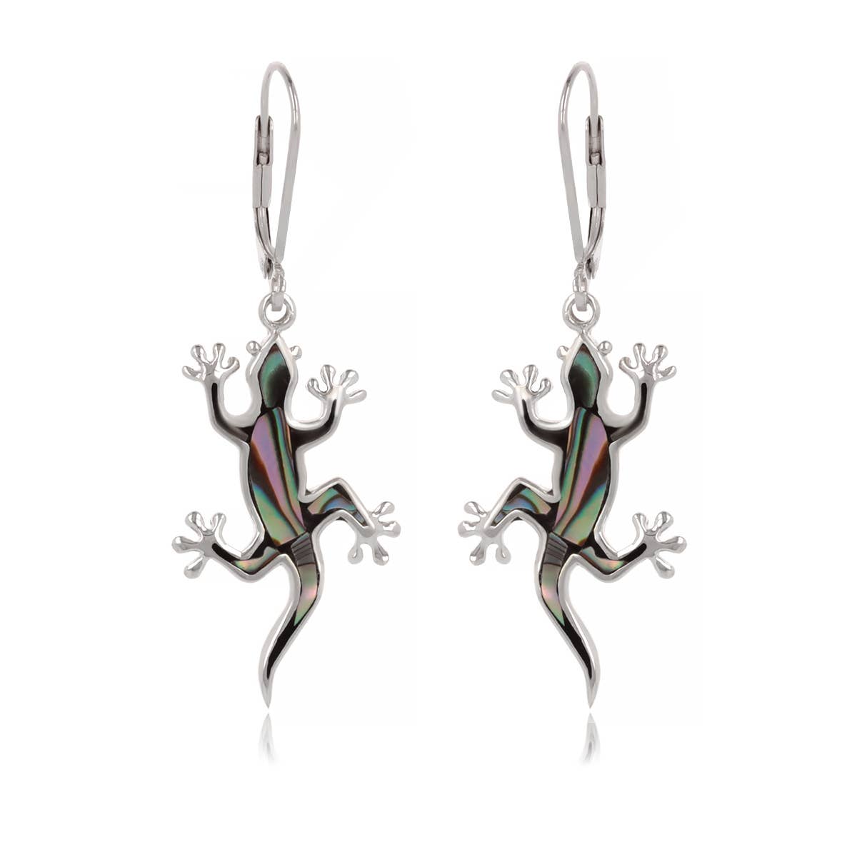 Boucles d'oreille Lézard Nacre Abalone Argent 925 - K50349