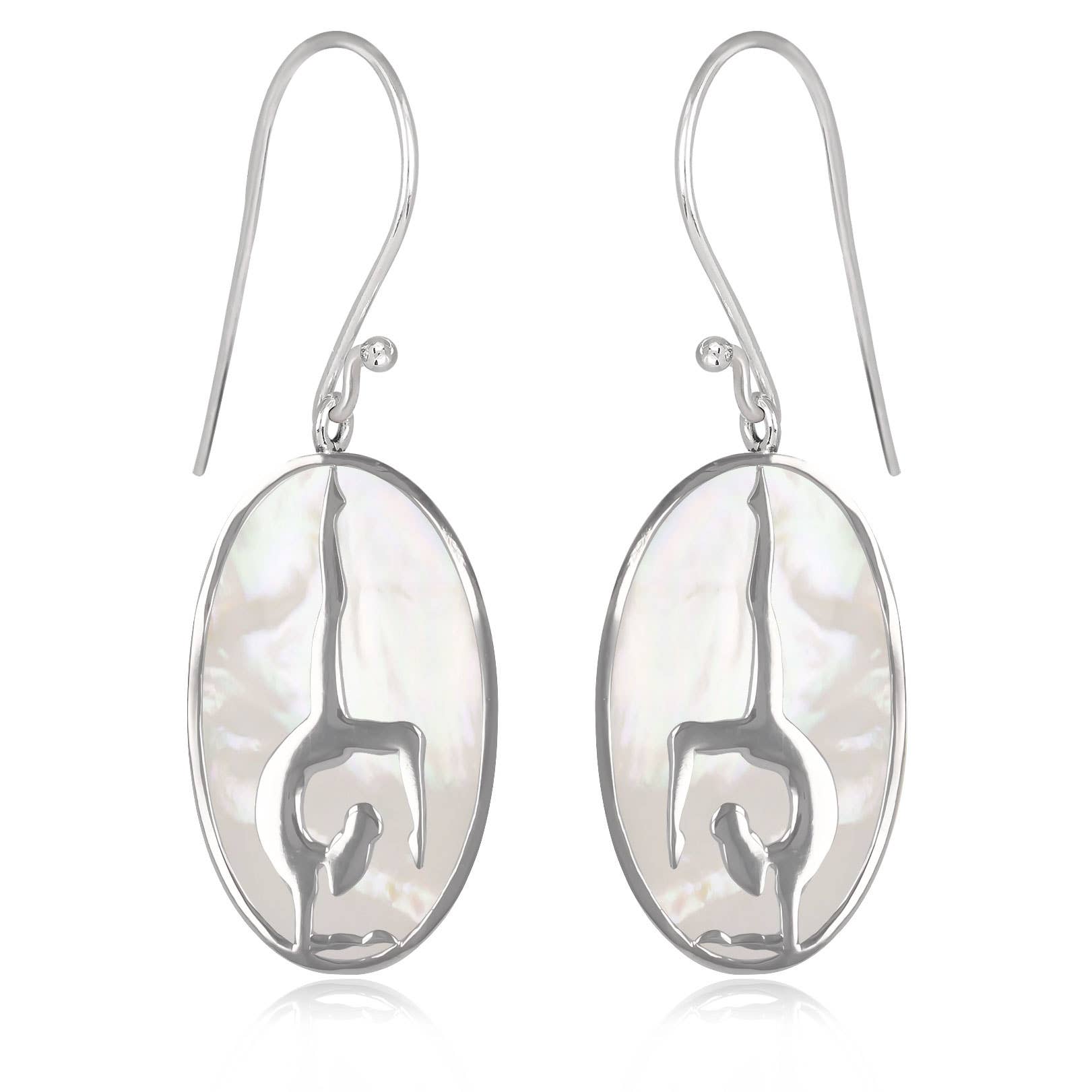 Boucles d'oreille posture yoga Argent 925  nacre