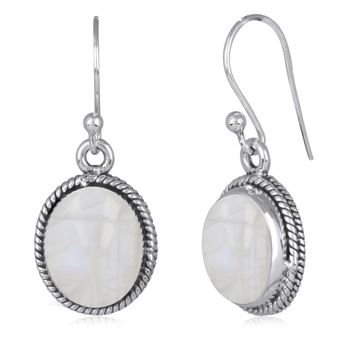 Boucles d'Oreilles en Pierre de Lune et Argent 925 - AURORA