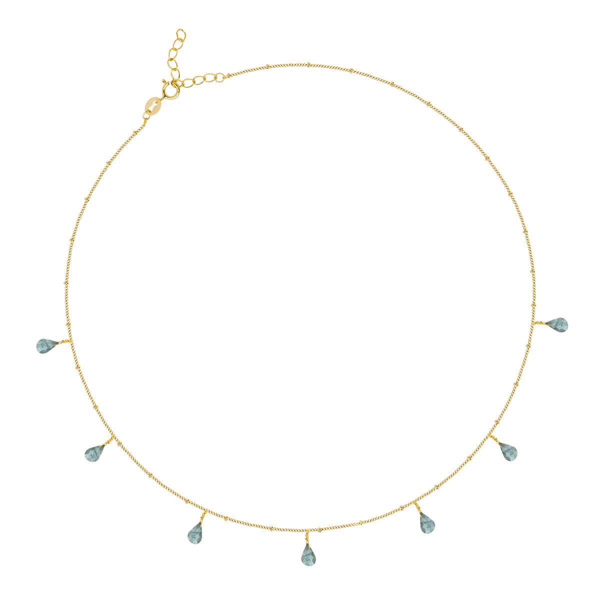 Collier chaîne Argent 925 doré gouttes de labradorite -61237