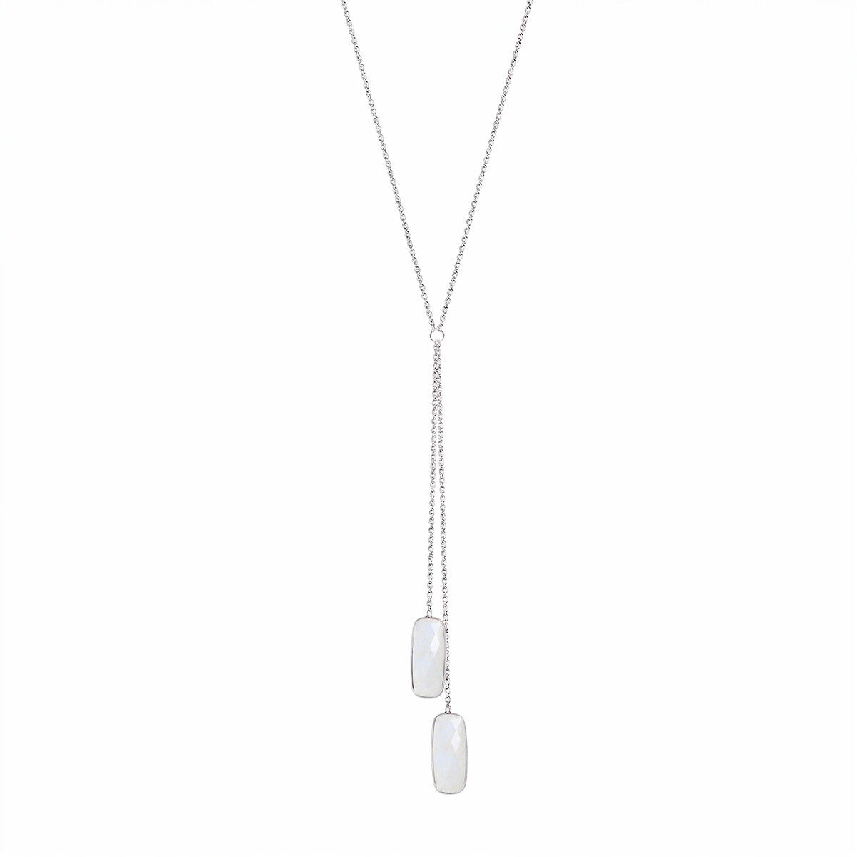 Collier Chaîne en Argent 925 avec Pierres de Lune Facettées