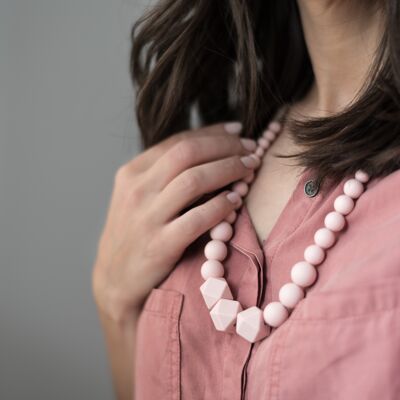 Nursing, carrying and teething necklace | Constance hexagonal beads - Valentine's Day gift