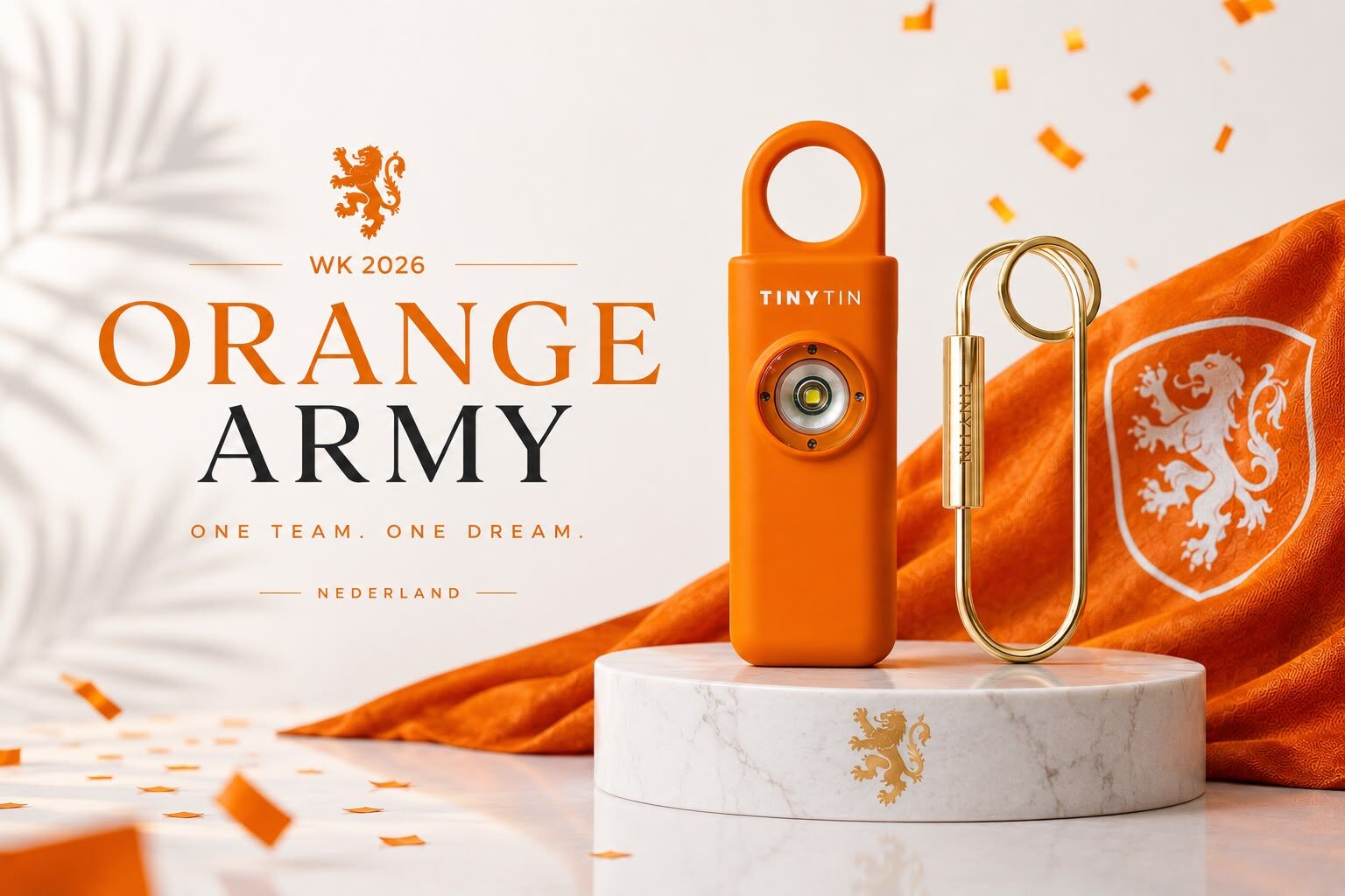 TinyTin Orangefarbener Armee-Sicherheitsalarm | 130 dB Personenalarm für Frauen, Studentinnen und Reisende | Modisch und funktional