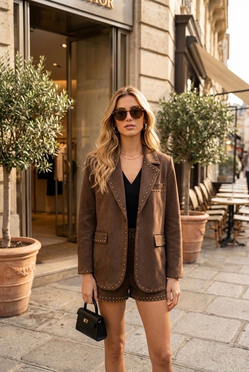Women's Studded Blazer with Chic Suede Effect AW 2026
