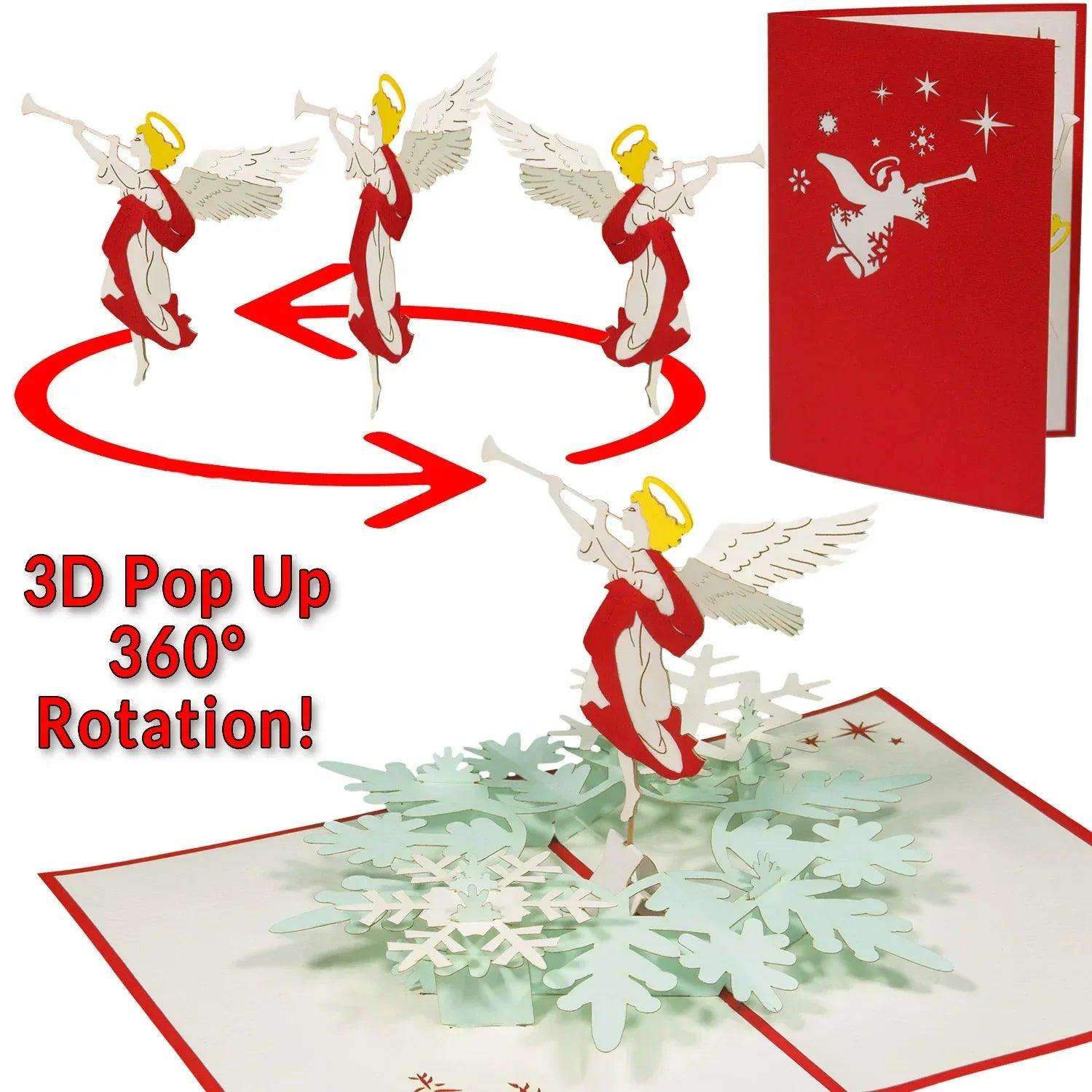 Pop Up Karte 3D Christkind Engel Drehend – Weihnachtskarte & Adventskarte