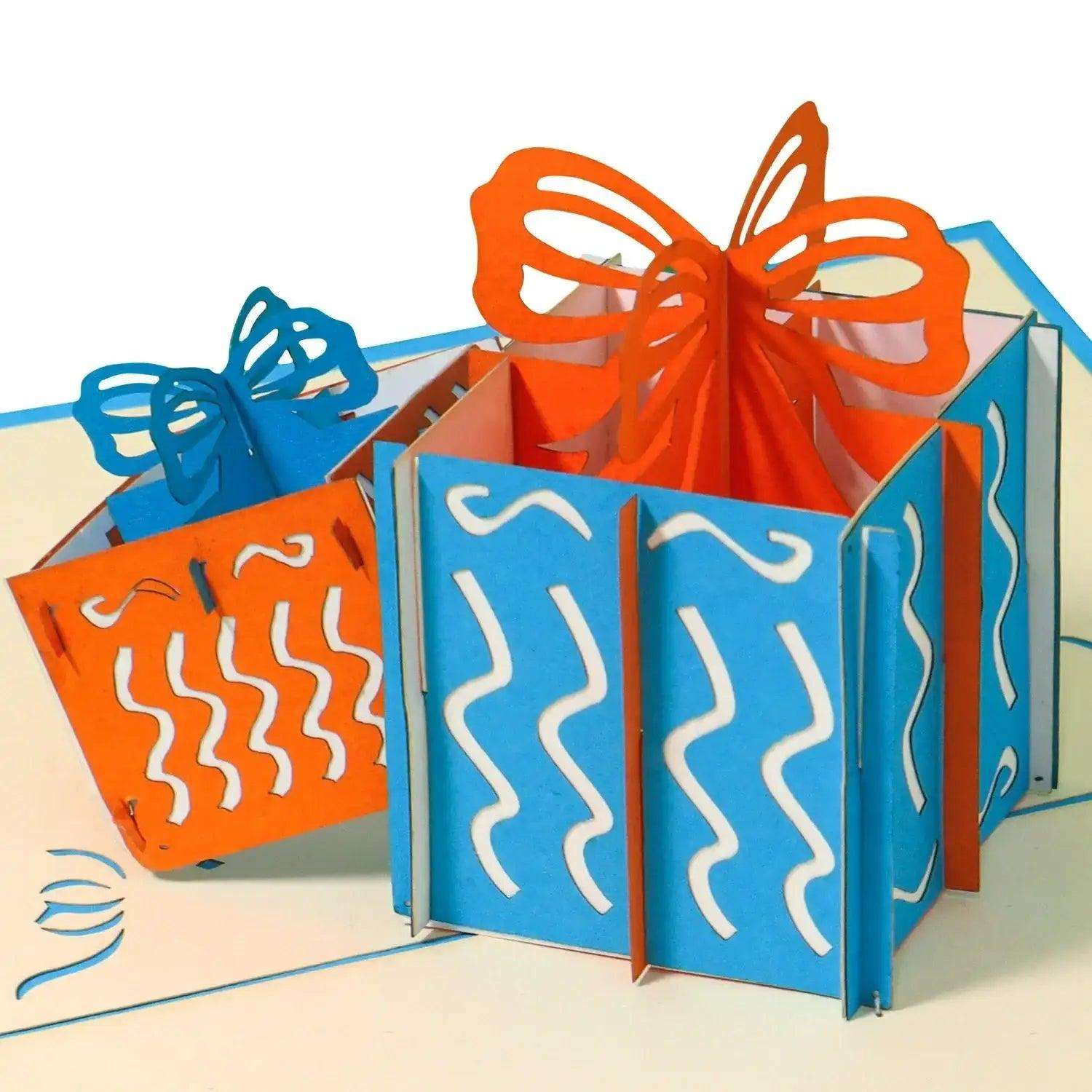 Pop Up Karte 3D Geschenkbox Bunt – Geburtstagskarte & Gutscheinkarte für jeden Anlass | LINPopUp
