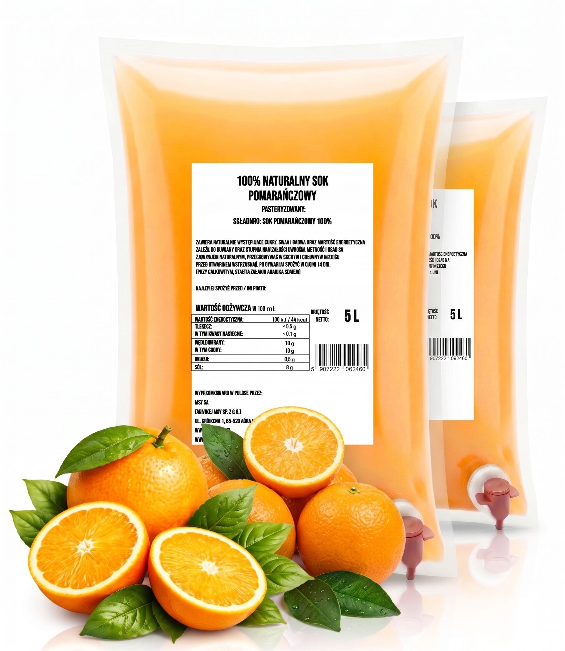 Jus d'orange NFC 100% – Pressé à froid (2 × 5L)