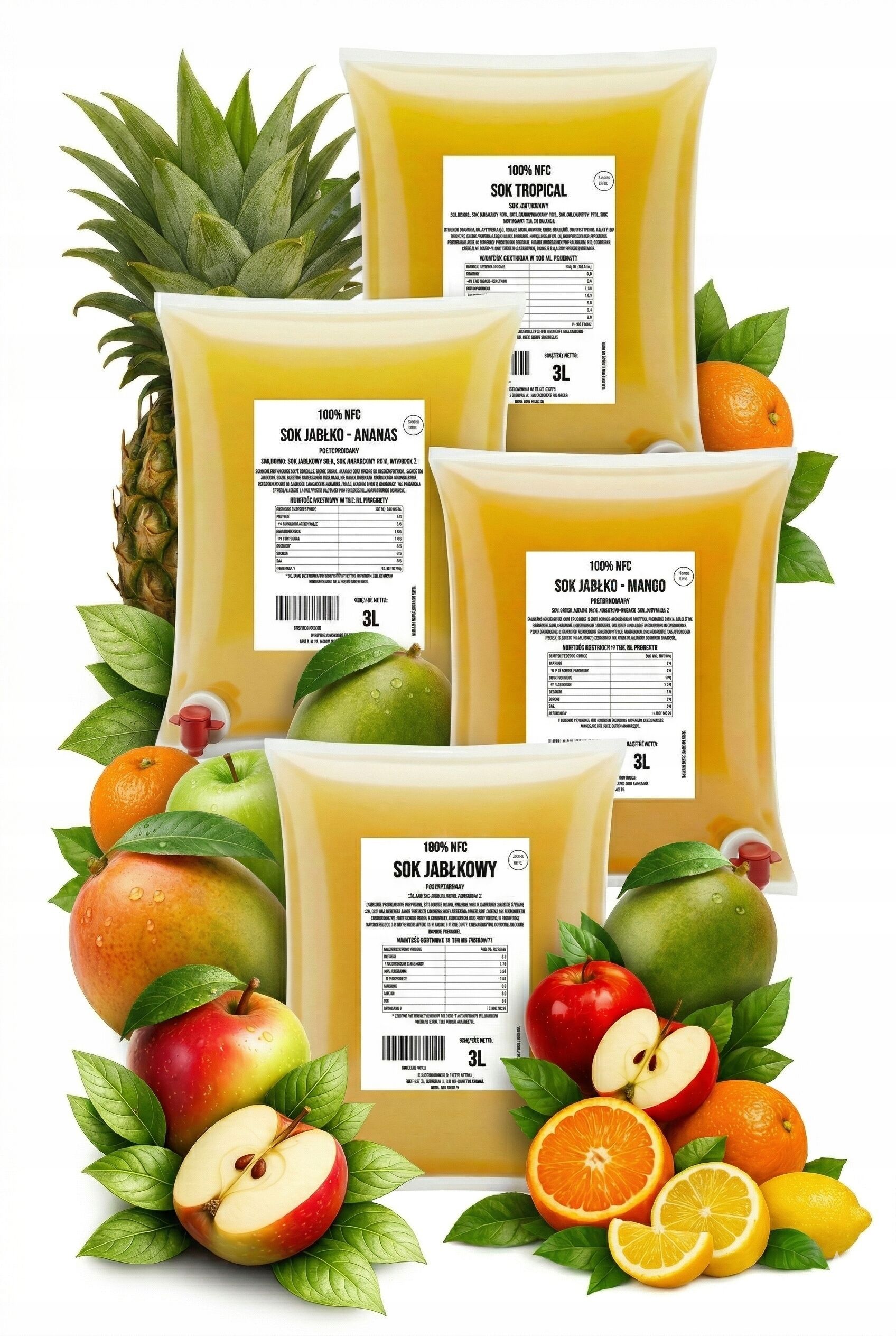 Jus tropicaux mélangés en brique NFC 100 % – Sans sucre ajouté (4 × 3 L)