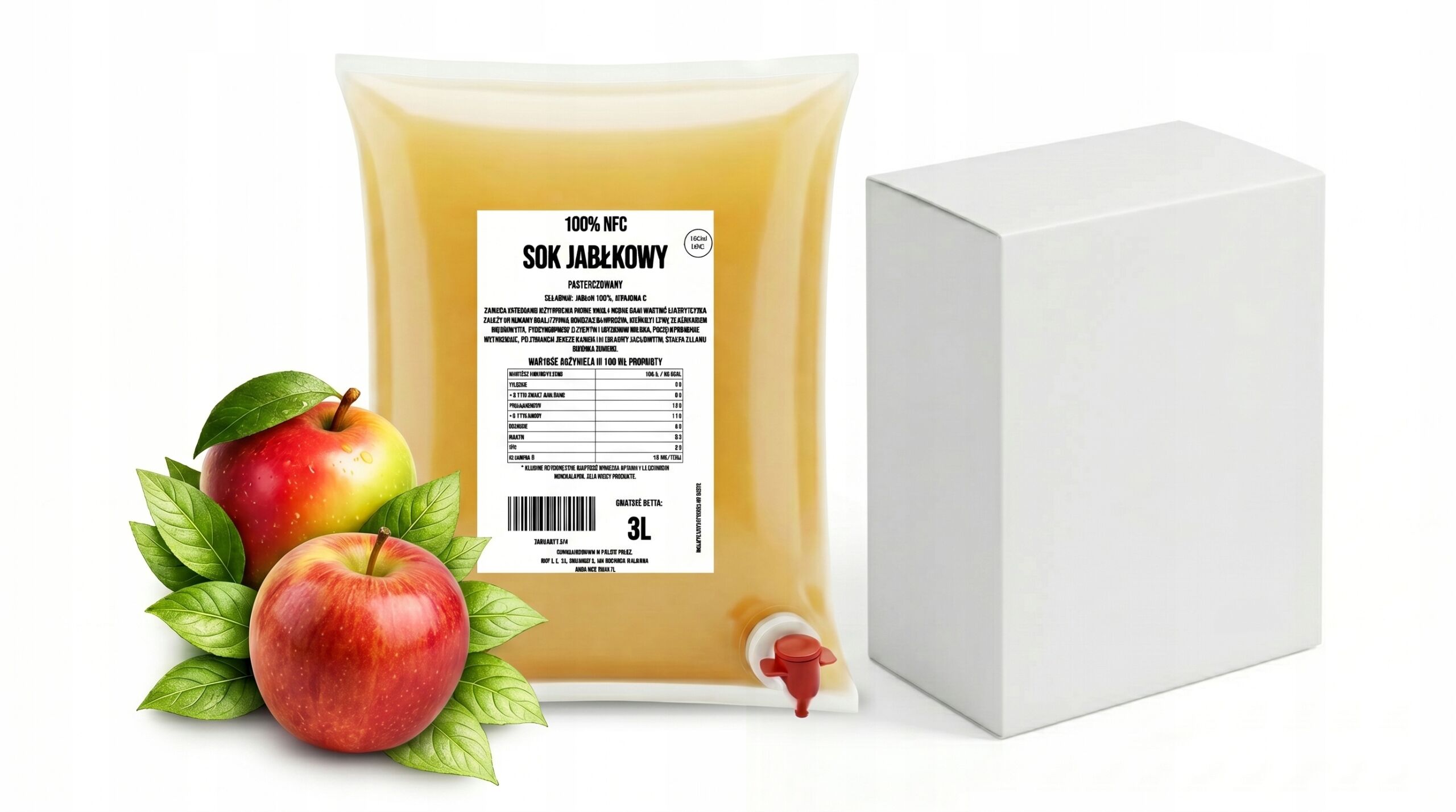 Jus de pomme premium NFC 100 % – Pressé à froid, 3 L