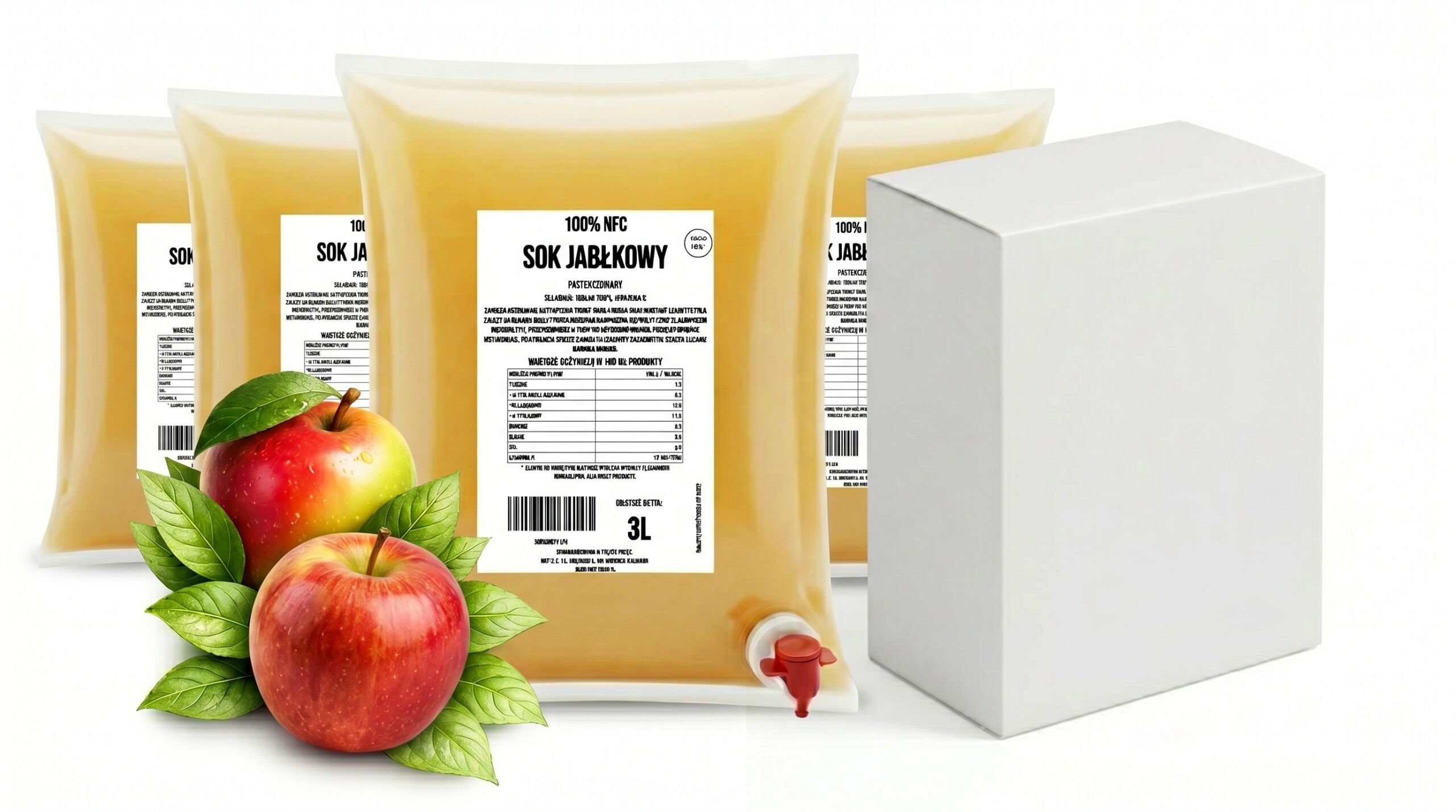 Jus de pomme premium NFC 100 % – Pressé à froid (4 × 3 L)