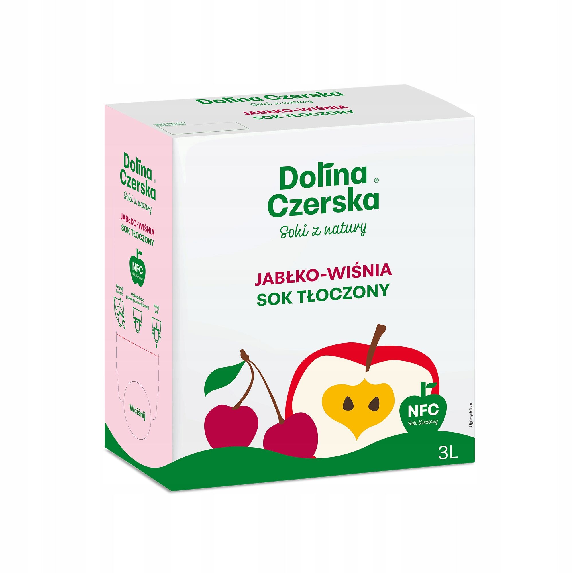 Jus de pomme et de cerise NFC 100 % (70/30) – Pressé à froid, 3 L (Dolina Czerska)