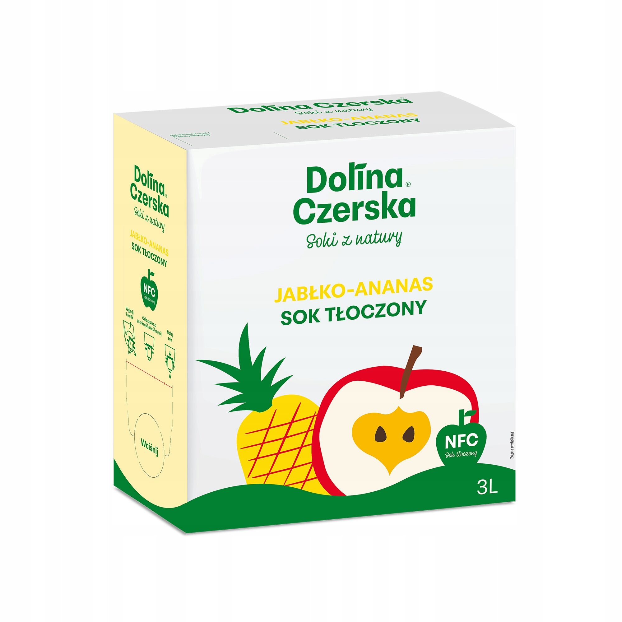 Jus de pomme et d'ananas NFC 100% – Pressé à froid, 3L (Dolina Czerska)