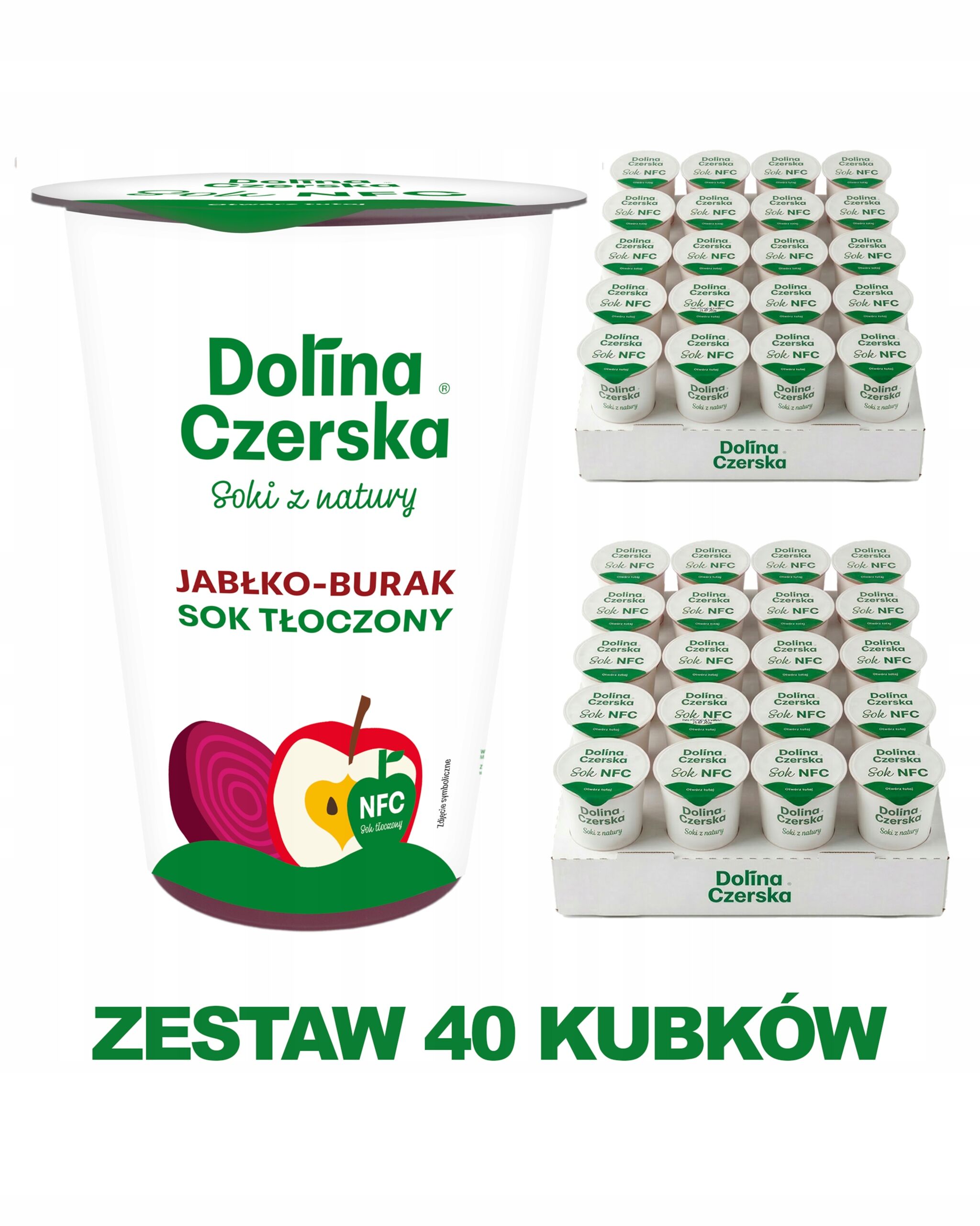 Jus de pomme et de betterave NFC 100 % – Gobelets individuels (40 × 200 ml)