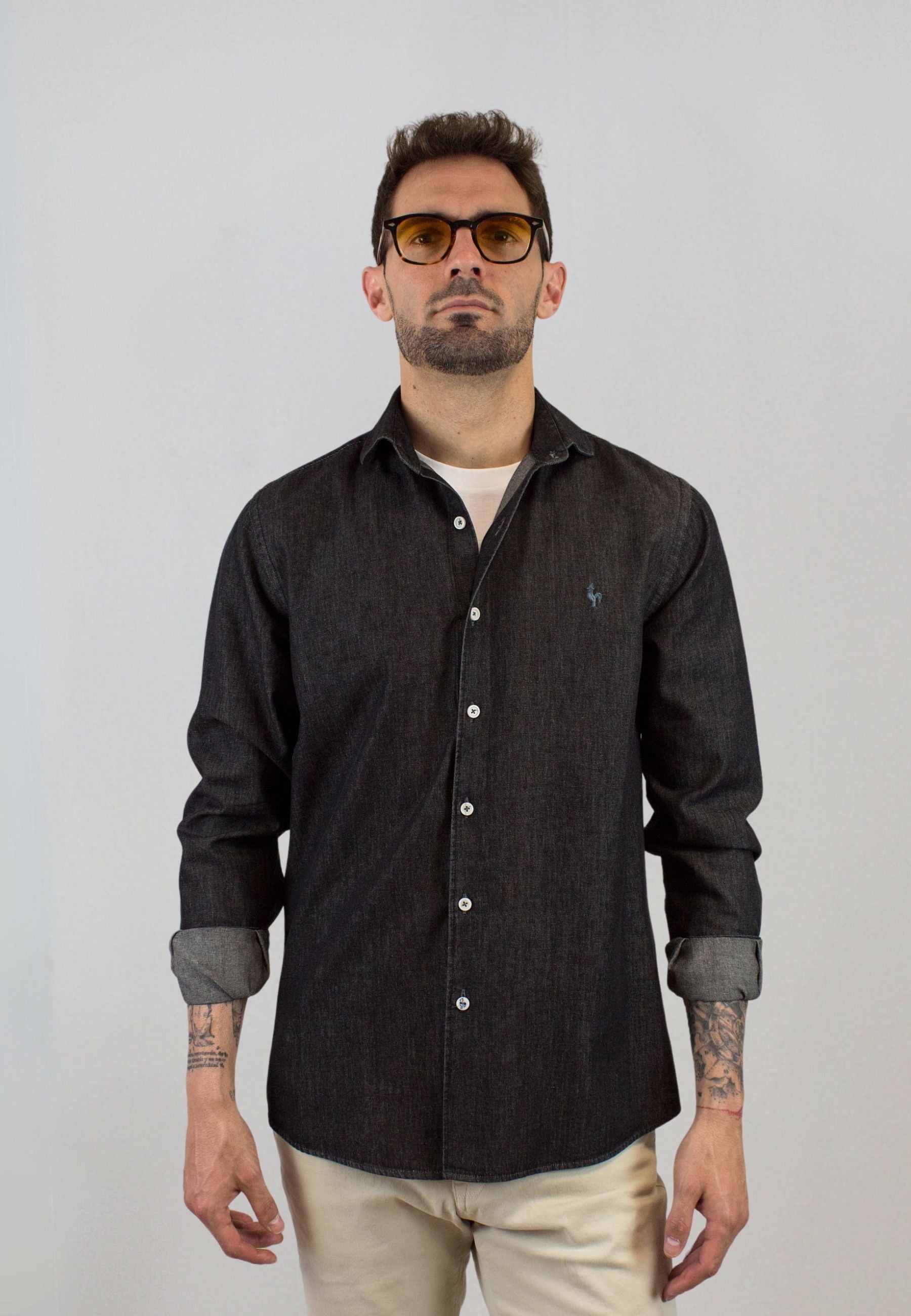 Camisa denim negro