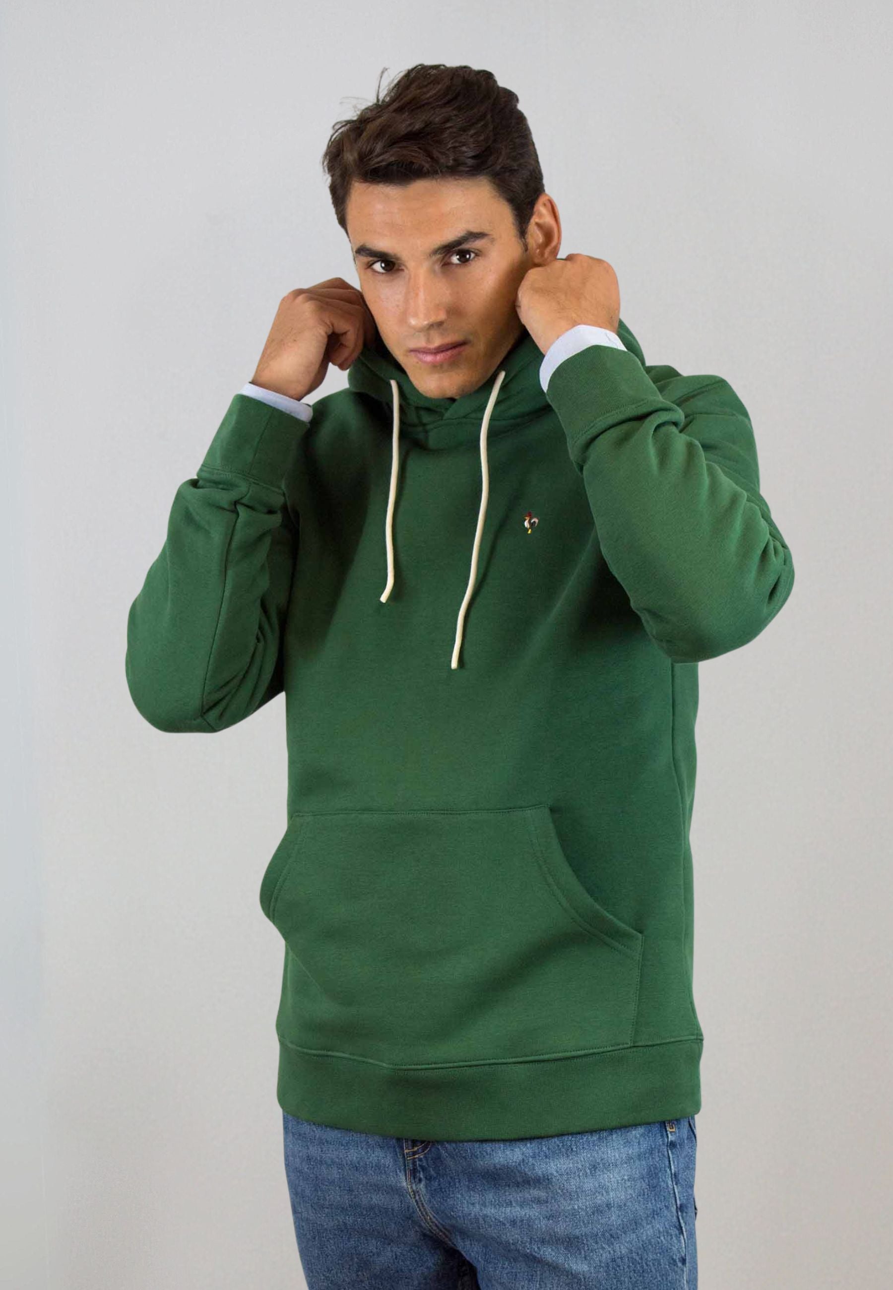 Sudadera con capucha verde lisa