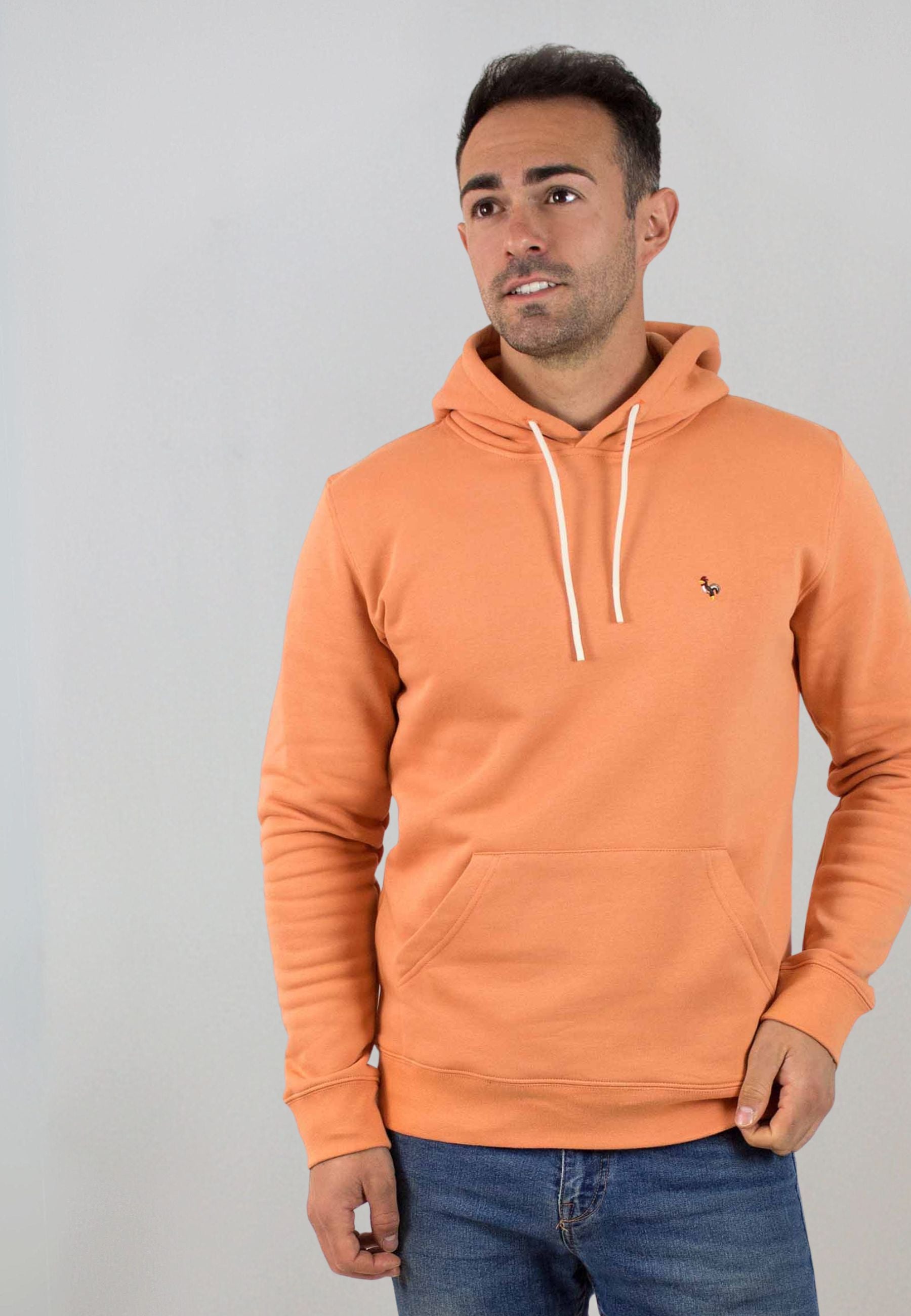 Sudadera con capucha naranja lisa
