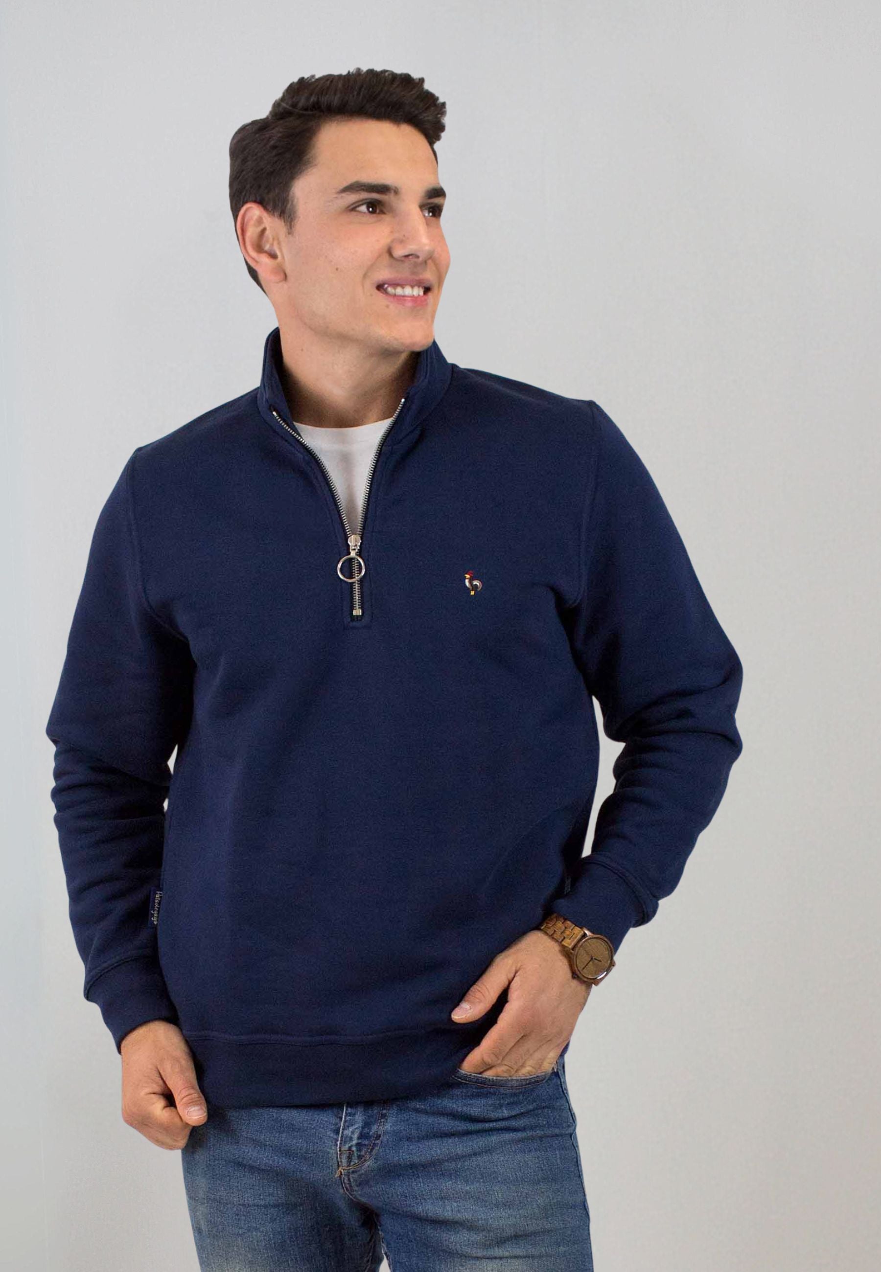 Sudadera de media cremallera marino
