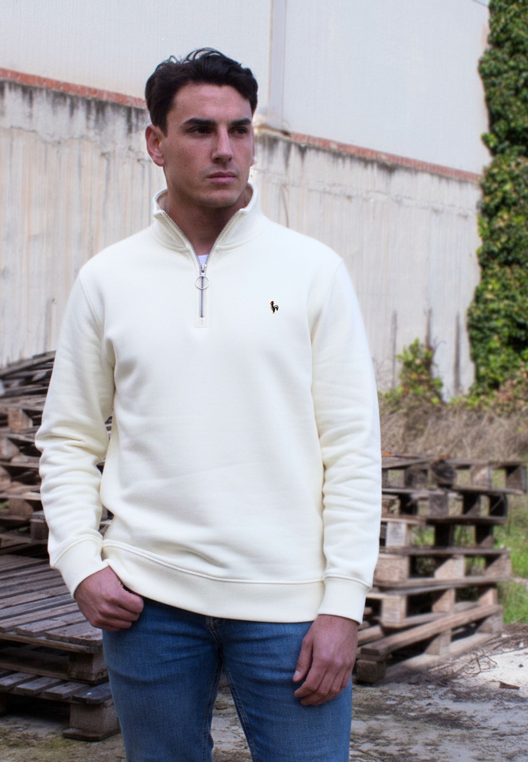 Sudadera de media cremallera nude
