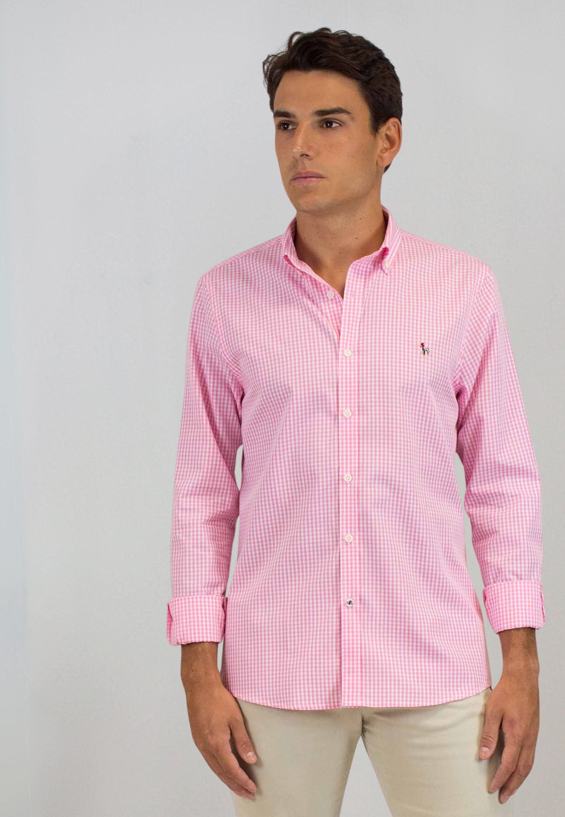 Camisa de cuadros popelín rosa