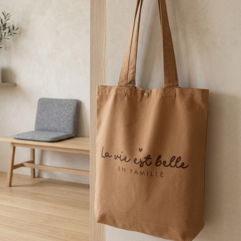 Tote Bag - Hazelnut - Life is Beautiful with Family - 4 colors