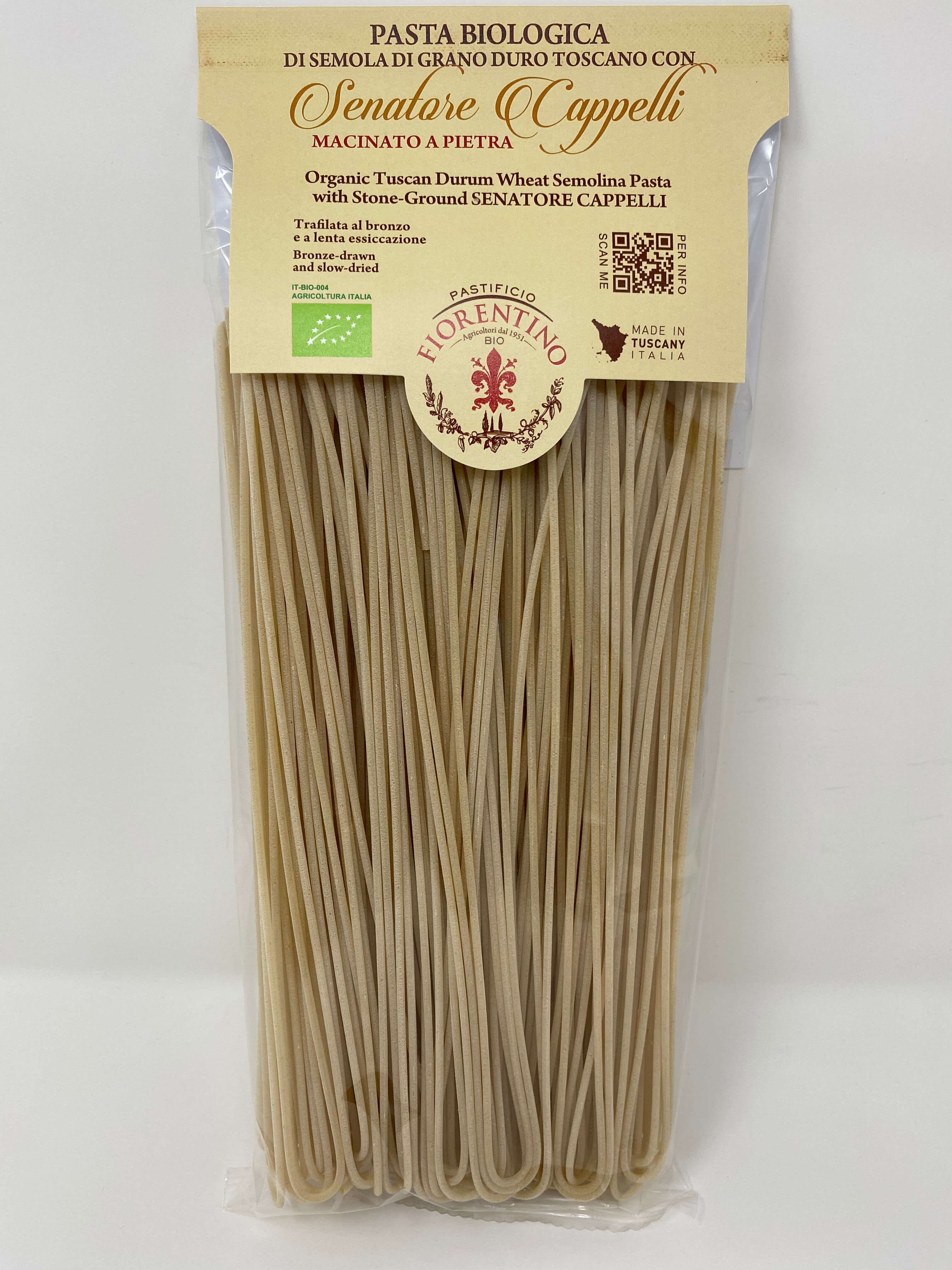 Pâtes artisanales biologiques fabriquées à partir de semoule de blé dur toscane et de 25 % de cappelli moulus sur pierre