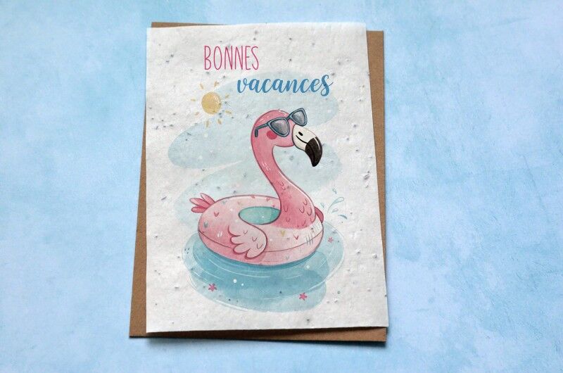 Plantable card Happy Holidays Flamingo buoy
