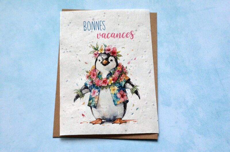 Plantable card Happy Holidays Penguin
