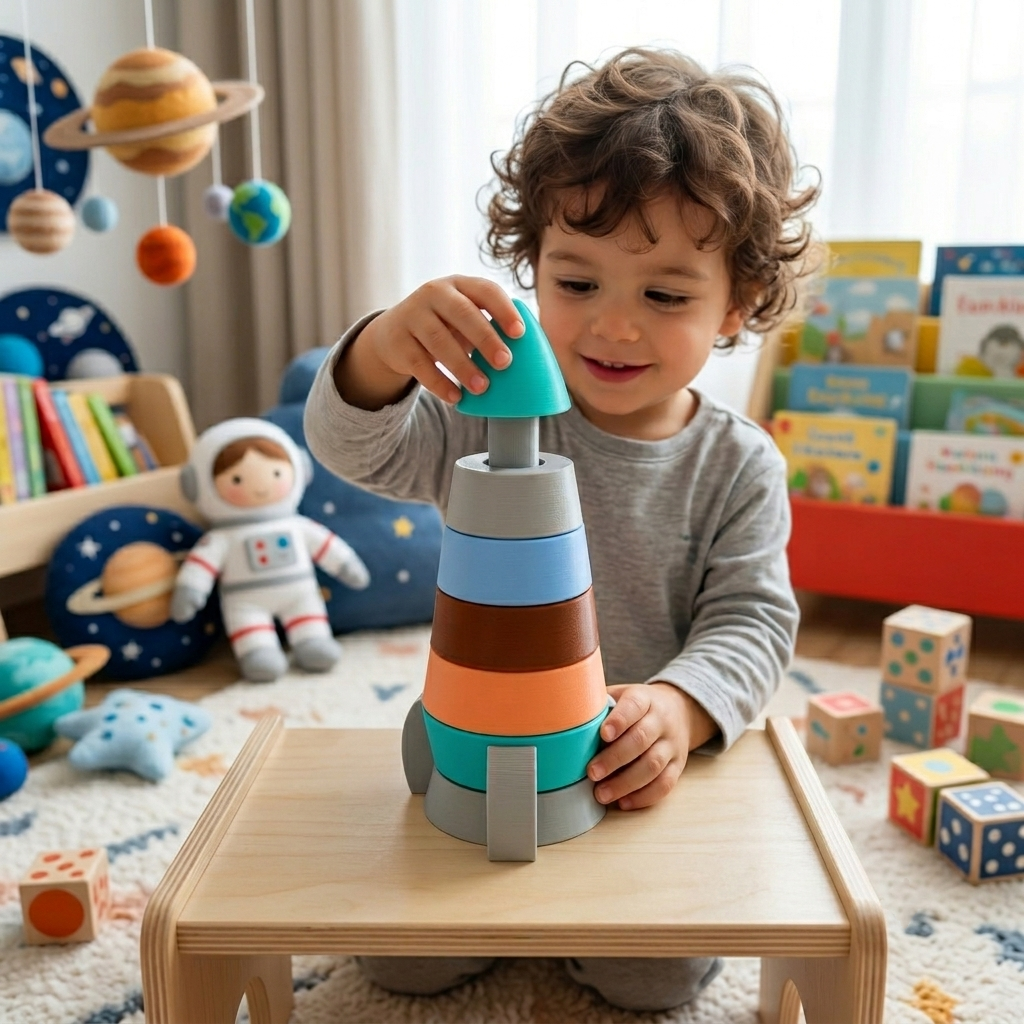 Rocket Stacker Toy | Montessori Space Learning