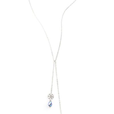 Tanzanite AB double wrap silver chain necklace