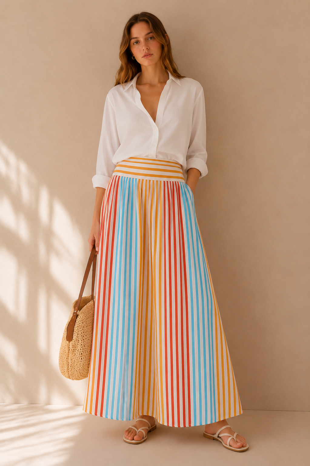 Multicolor Striped Maxi Skirt "Capri" - LOU
