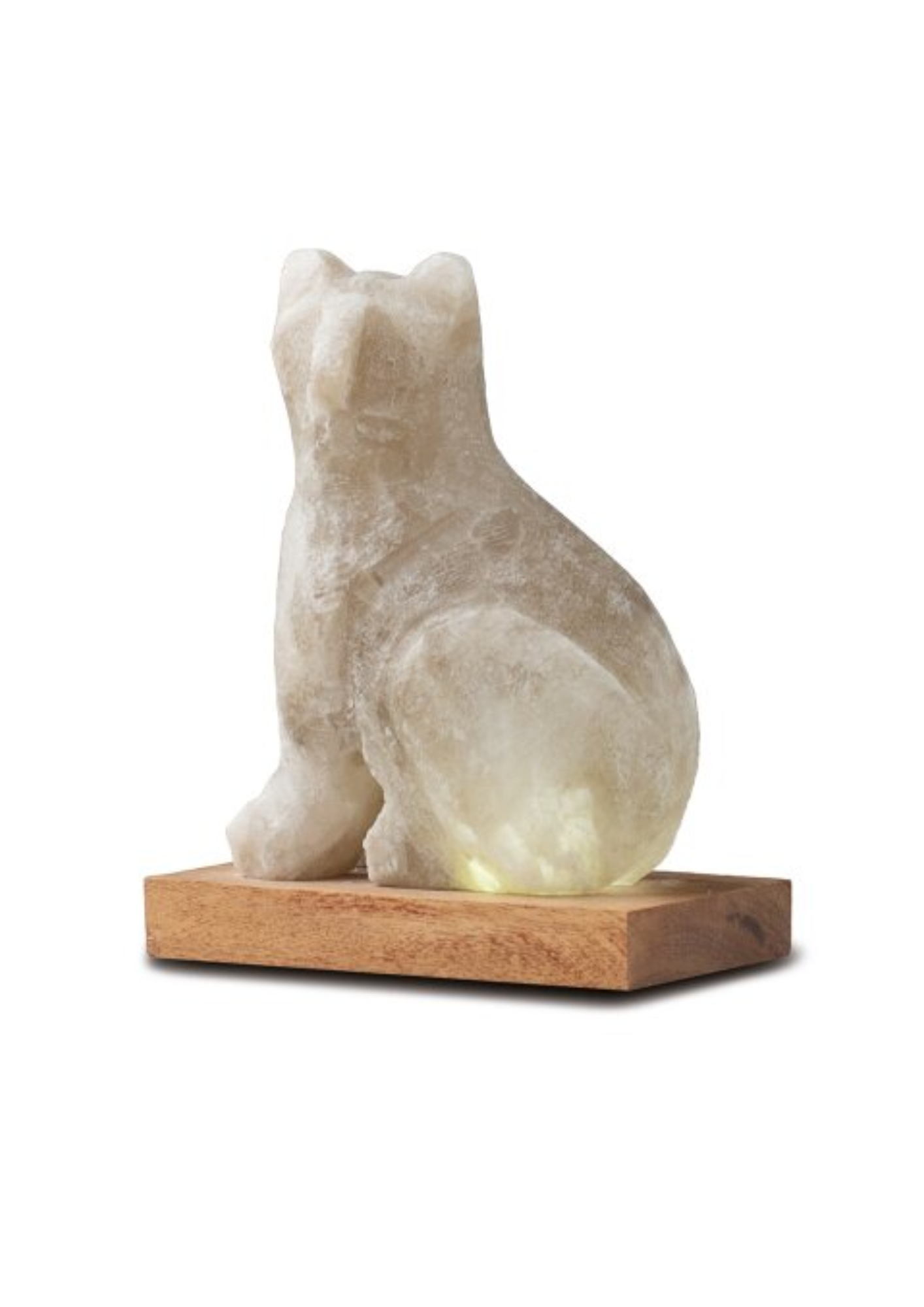 Himalaya Salt Dreams, USB Cat, Grey Line, with Wooden Base, 42081, 13cm high