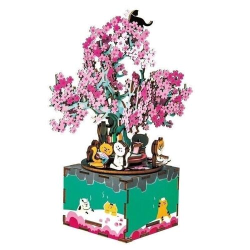 Robotime 3D Puzzle Music Box Cherry Blossom Tree AM409 13.6×14.2×19.5 cm