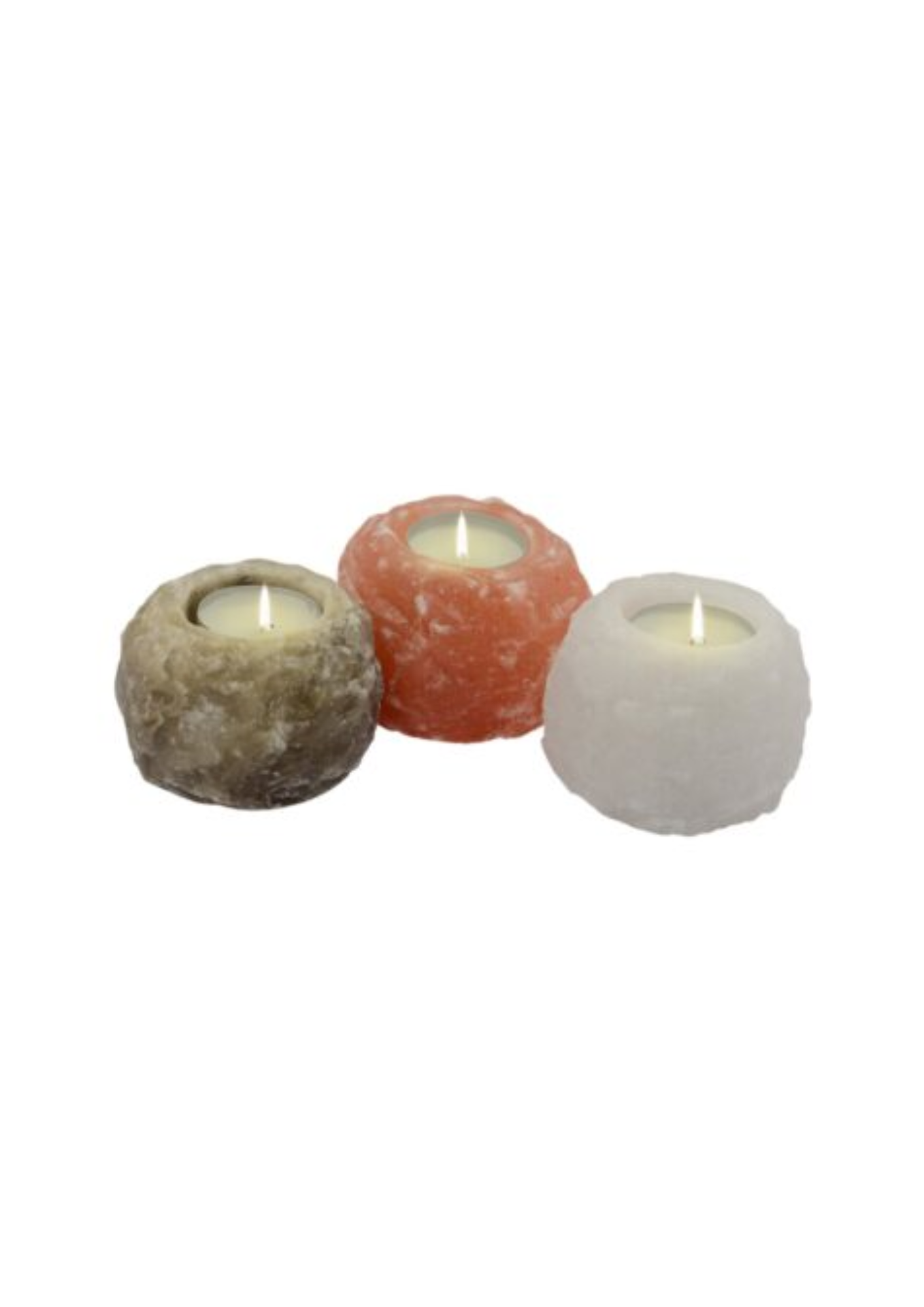Himalaya Salt Dreams, set of salt crystal wax holders ROCK-TRIO, Orange, White and Grey, 60024