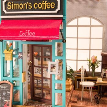 DIY Maison Simon's Coffee, Robotime, DG109, 22.6×19.4x19cm 3