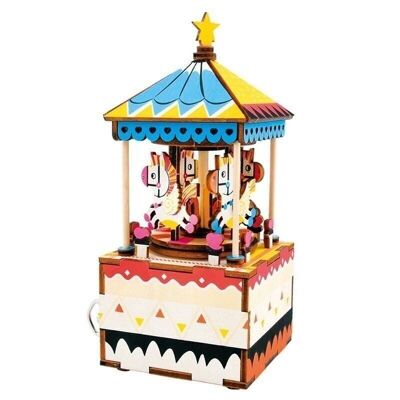 Music box 3D Puzzle Merry-Go-Round, Robotime, AM304, 23.5x15.8x6.7 cm