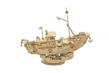 Bateau de pêche puzzle en bois 3D bricolage, Robotime, TG308, 19 × 4.8×15.8 cm 1