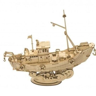 DIY 3D Wooden Puzzle Fishing Ship, Robotime, TG308, 19×4.8×15.8cm