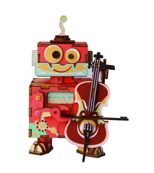 Muziekdoos Hout DIY 3D Puzzel Little Performer, Robotime, AMD53, 12,1×9,1×16,7 cm